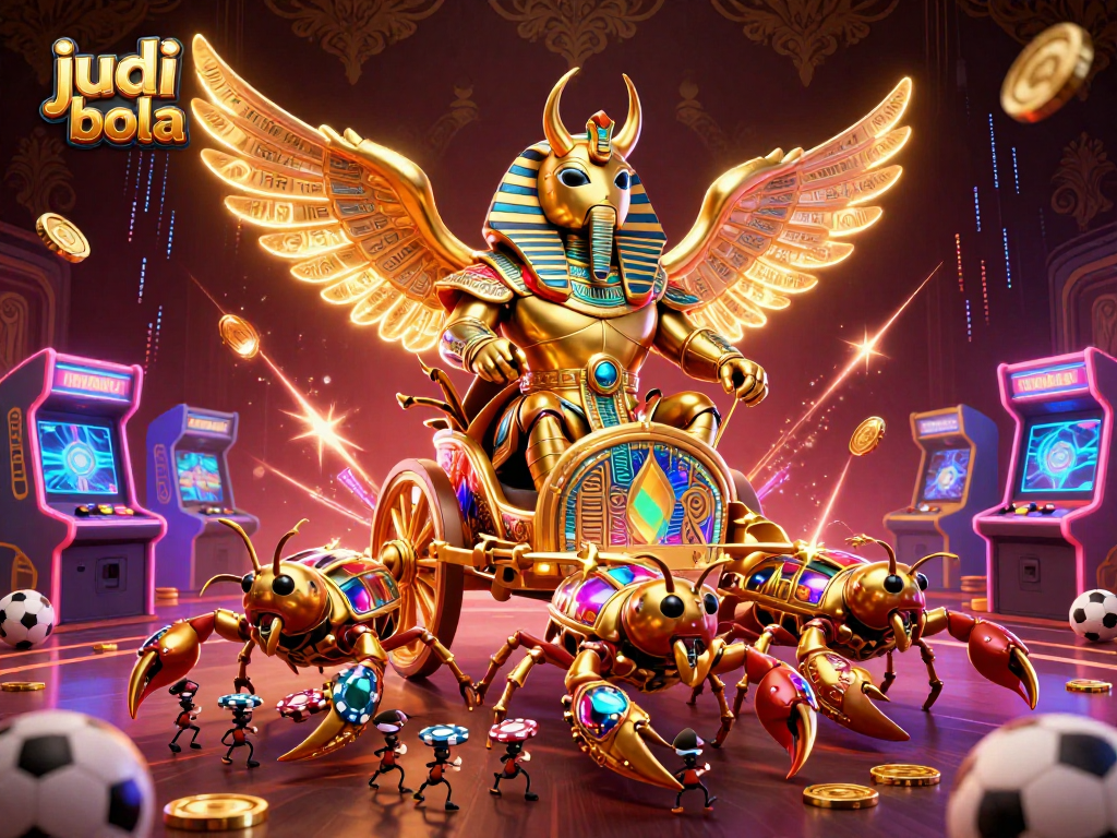 Engaging judi bola scene with animated characters and vibrant elements depicting online sports betting.