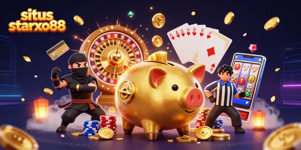 Experience the excitement of situs starxo88 with a vibrant 3D casino showdown featuring unique characters.