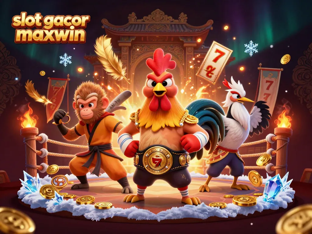 Experience the thrill of slot gacor maxwin with animated characters and a dynamic casino scene.