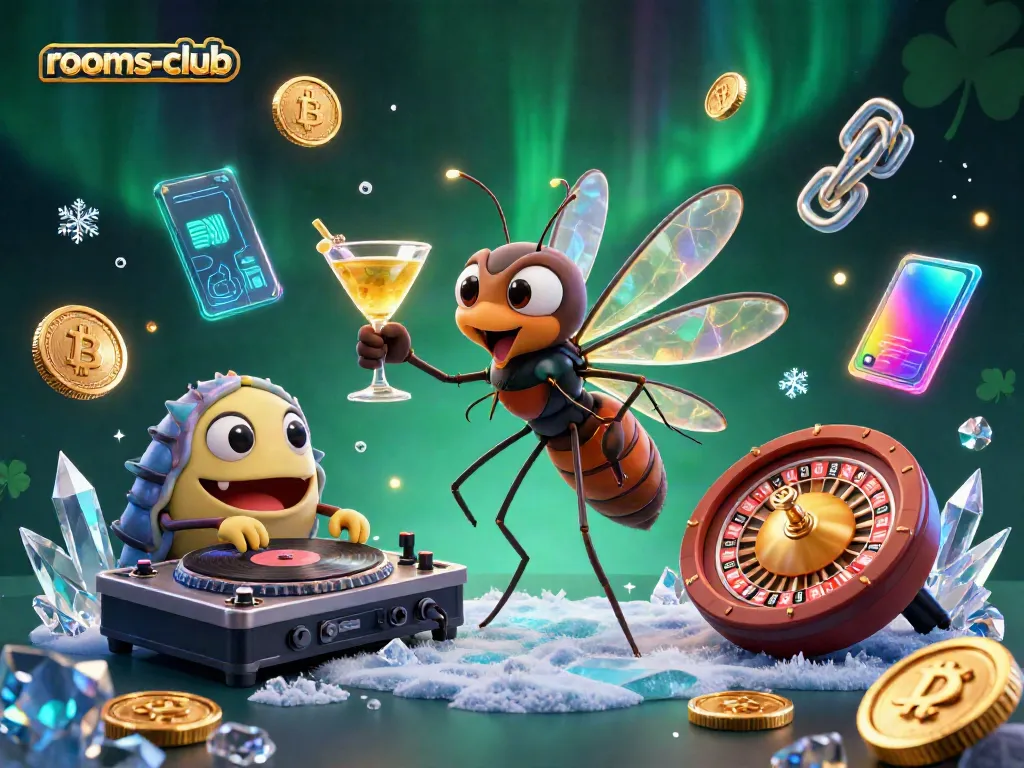 Permainan kasino menarik di rooms-club dengan karakter unik dan elemen keuangan digital.