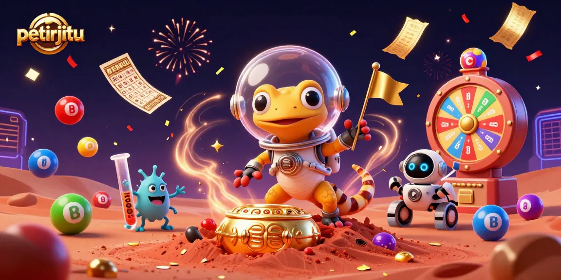 petirjitu menampilkan gecko Mars 3D menemukan kasino emas ditutupi pasir merah.
