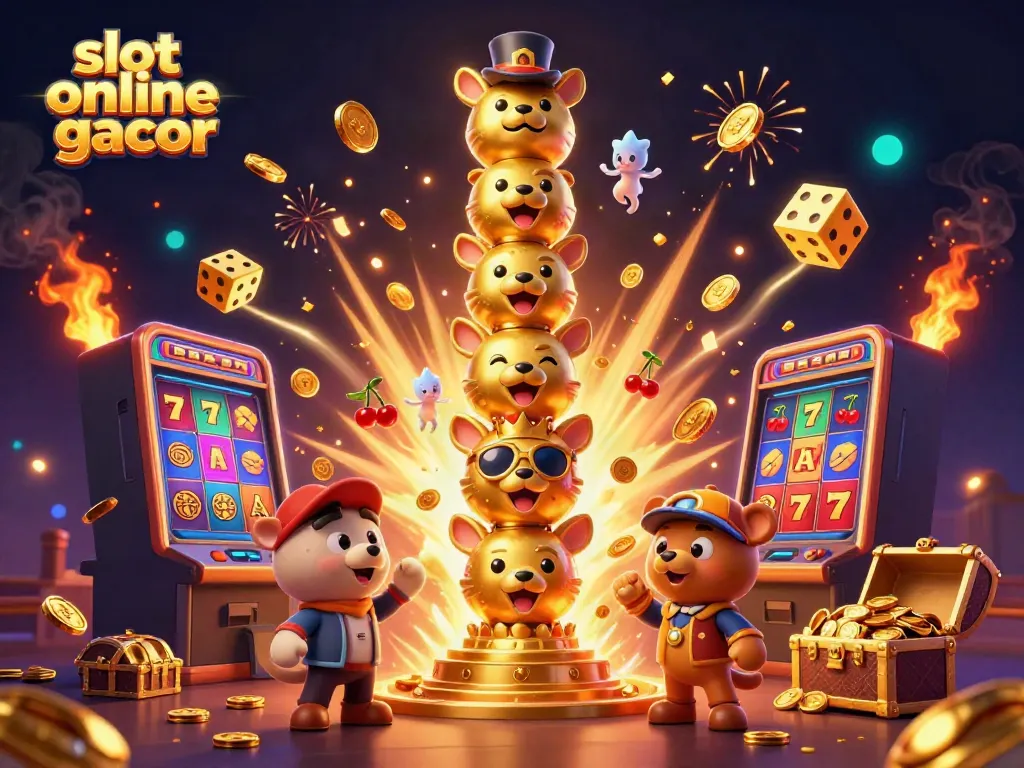 Experience action with slot online gacor featuring a vibrant 3D totem structure and jackpot explosion.