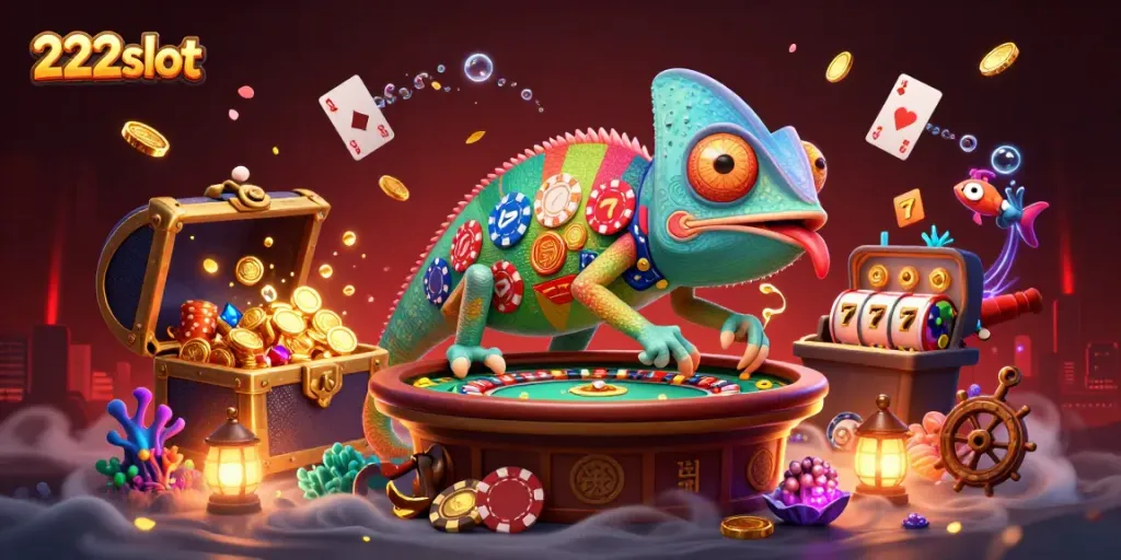 Mainkan 222slot dengan chameleon pemilik kasino, memikat detail permainan dan kemewahan.