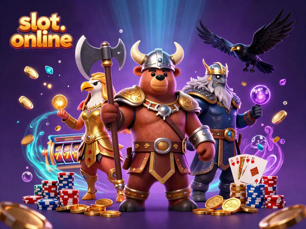 Experience the excitement of slot online with Viking and Valkyrie in a vibrant 3D scene.