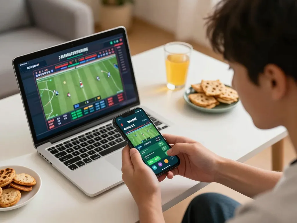Bet on nowgoal live scores using a smartphone while comfortably relaxing at home, enhancing sports betting experience.