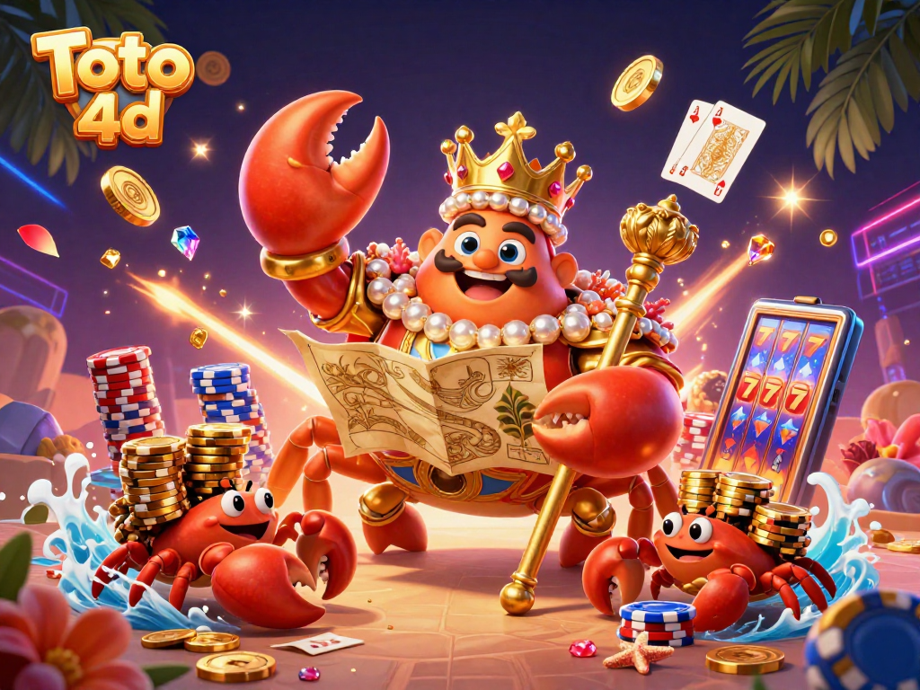 Toto 4d game visualization featuring a golden crab emperor and immersive casino elements.