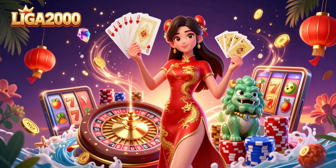 Terlibat dengan pengalaman permainan online LIGA2000 yang menarik dengan elemen kasino yang berwarna-warni.