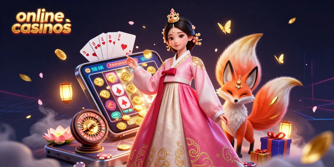 Engage with online casinos through an elegant scene featuring a woman in traditional attire and gaming elements.
