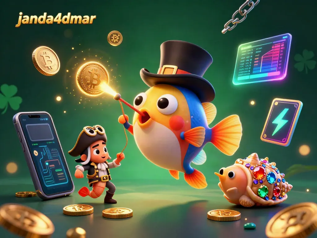 Menangkan koin emas dengan janda4dmar! Ilustrasi mendetail ikan anglerfish dan teman-temannya dalam dunia digital.