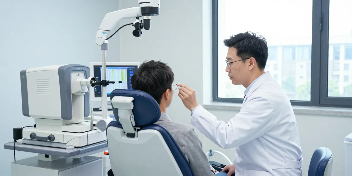 icl 価格 比較 in a modern eye clinic consultation scene with advanced technology and patient interaction.