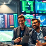 Engaging scene of online Betting with diverse individuals actively engaging in sports betting.