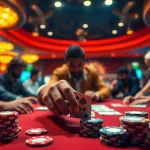 Engage in a thrilling poker game with diverse players and vibrant casino ambiance.