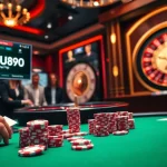 Engaged players at NOHU90 poker table showcasing vibrant casino excitement.