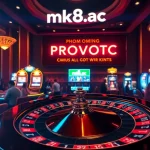 Experience the thrill of winning at mk8.ac with a vibrant casino scene featuring roulette and slot machines.