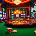 Experience the thrilling action of KK55.com at a luxurious casino table with roulette and poker chips.