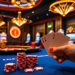 Winning at the blackjack table with KK55.com poker chips and roulette wheel backdrop.