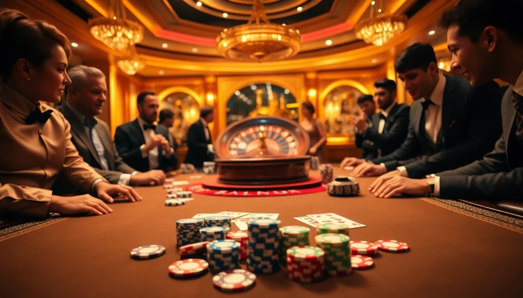 High-stakes action at nhà cái mm88 with a vibrant casino table filled with poker chips and playing cards.