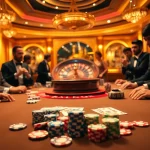 High-stakes action at nhà cái mm88 with a vibrant casino table filled with poker chips and playing cards.