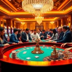 Engage in high-stakes gaming at https://thabet.vegas/ with a glamorous roulette table and elite players.