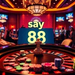 Experience the thrill of betting with say 88 at a vibrant casino table filled with colorful chips.