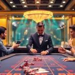 에볼루션 바카라의 활기찬 게임 환경에서 플레이어들이 흥미진진한 순간을 즐기는 모습.