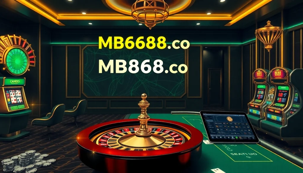 Experience online gaming with MB668.co featuring vibrant casino visuals and interactive betting options.