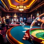 Engaged players at a poker table in a luxurious casino, inspired by https://mu88.camp/ gaming experiences.