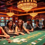 Experience thrilling poker action at Sunwin casino with colorful chips and vibrant games.