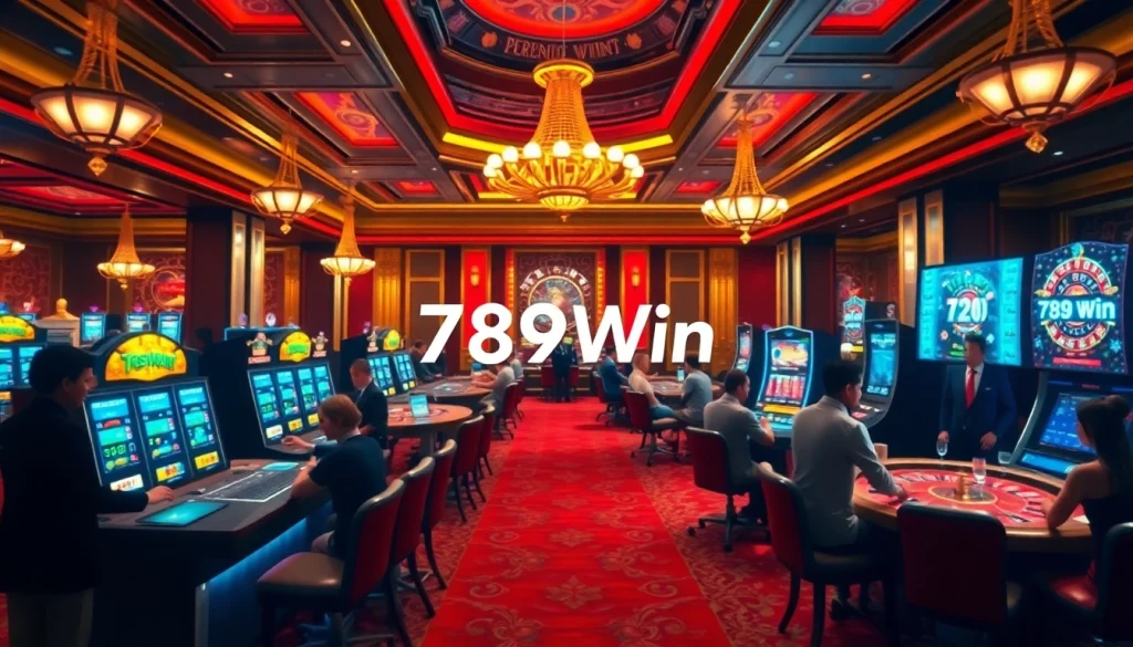 Engage with 789win’s exciting casino experience featuring vibrant tables, lively players, and slot machines.