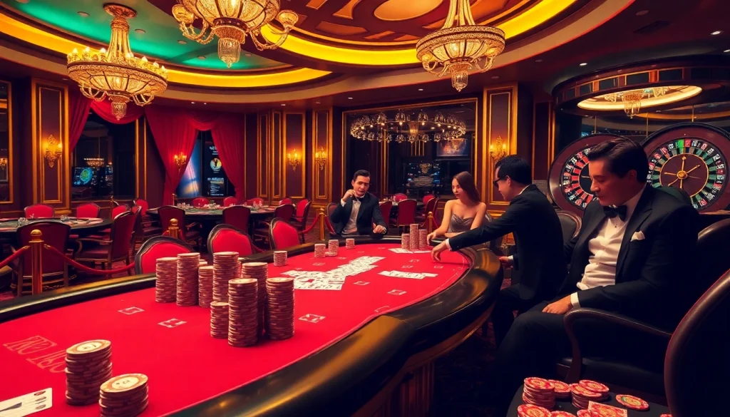 Trải nghiệm cảm giác cá cược VIP với các cao thủ tại bàn poker cược cao trong một sòng bạc sang trọng, nổi bật Bet VIP.