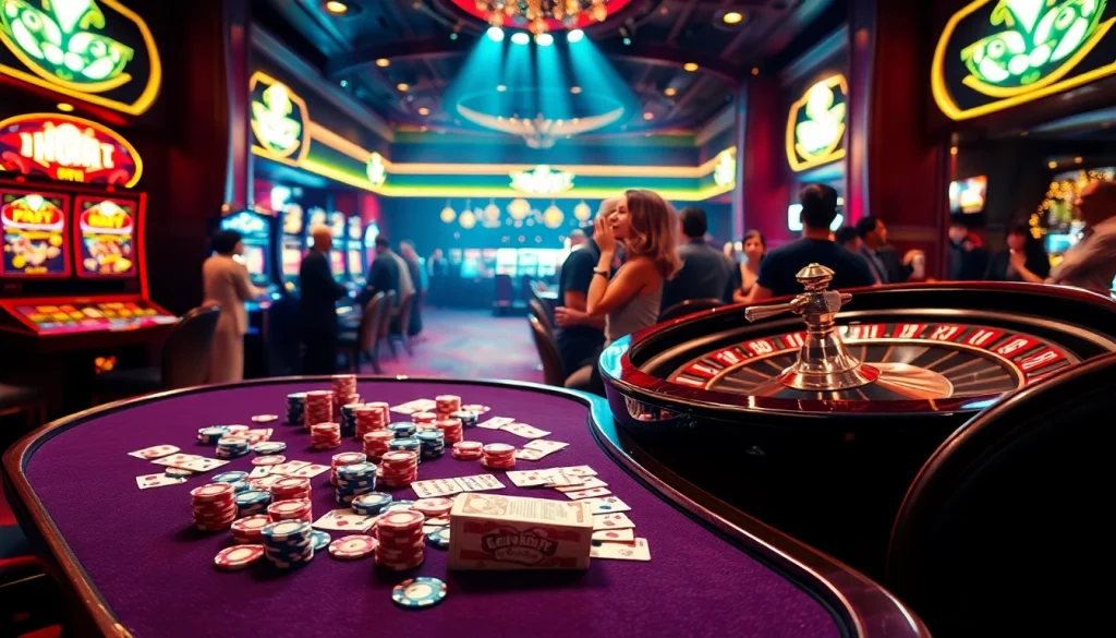 Experience the thrill of gojekpot with vibrant casino tables and exciting slot machines.