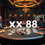 Experience thrilling gaming action at xx88 with vibrant casino tables and excited players.